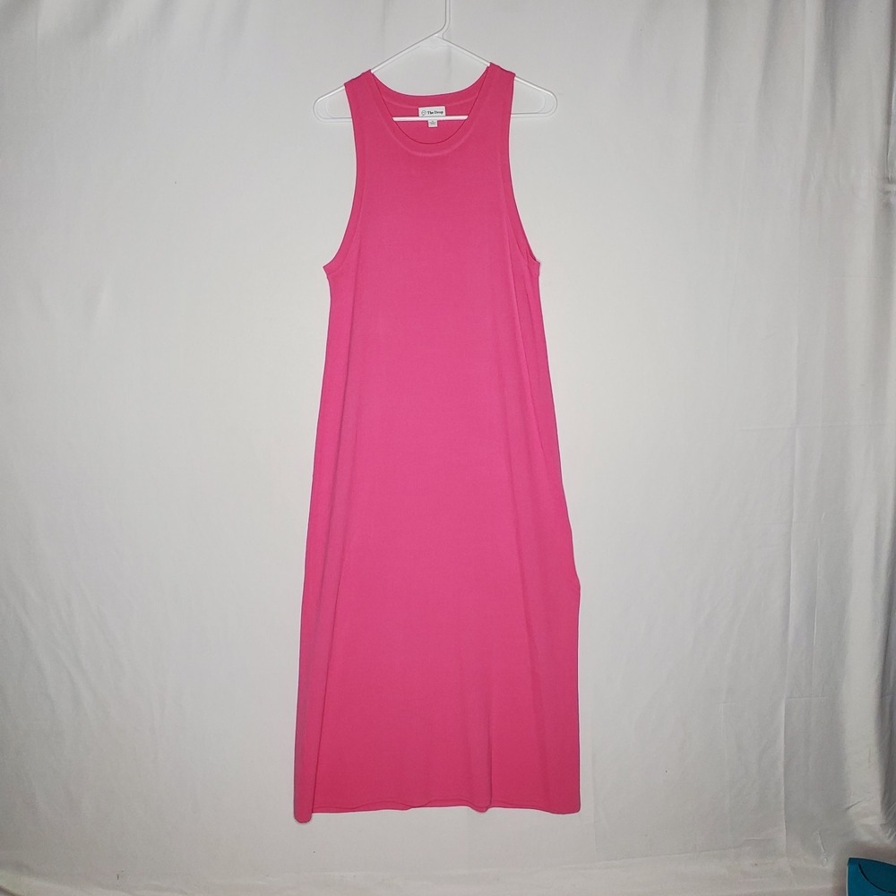 The Drop Knit Tank Dress XL Pink‎ Stretch Slit Maxi Quiet Luxury Minimalist